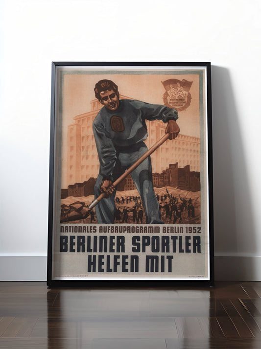 Historisches DDR Poster (A4 | A3 | A2 | A1) • DDR: AUFBAUPROGRAMM - DEUTSCHE SPORTLER