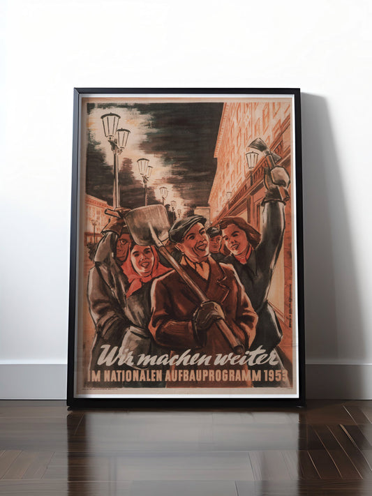 Historisches DDR Poster (A4 | A3 | A2 | A1) • DDR: NATIONALES AUFBAUPROGRAMM 1953