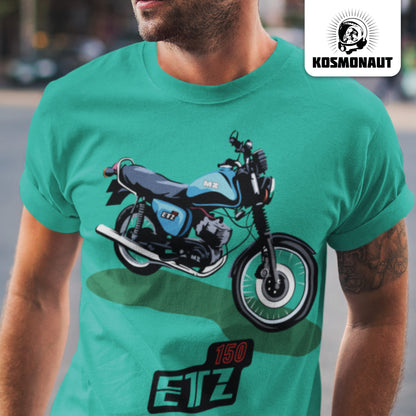DDR Ostalgie Shirt Unisex • MZ ETZ 150 BLAU (ORIGINAL DDR-PLAKAT)