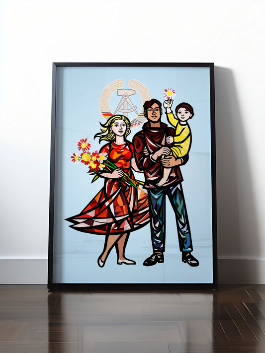 Historisches DDR Poster (A4 | A3 | A2 | A1) • WALTER WOMACKA - UNSERE FAMILIE (STAATSRATSGEBÄUDE, Aus der Geschichte der Deutschen Arbeiterbewegung, 1964)