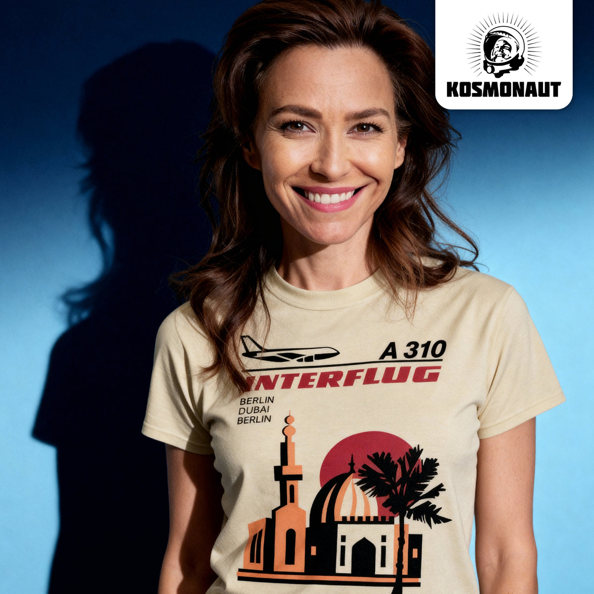 DDR Ostalgie Shirt Unisex • INTERFLUG BERLIN - DUBAI (ORIGINAL SONDERSTEMPEL)