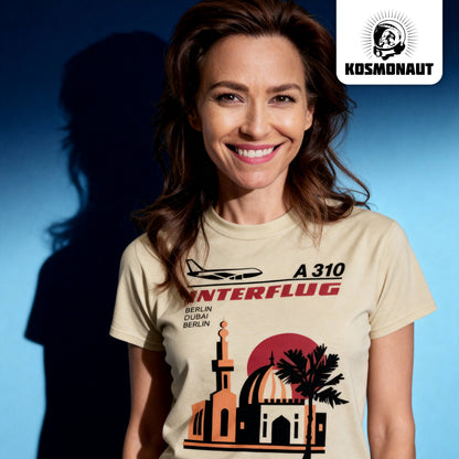 DDR Ostalgie Shirt Unisex • INTERFLUG BERLIN - DUBAI (ORIGINAL SONDERSTEMPEL)