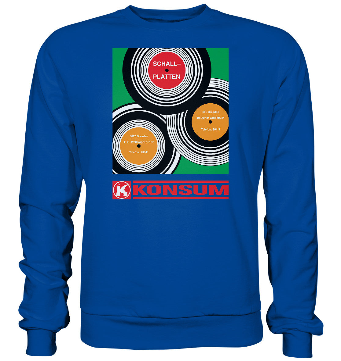 DDR Ostalgie Pullover Unisex • KONSUM SCHALLPLATTEN DRESDEN