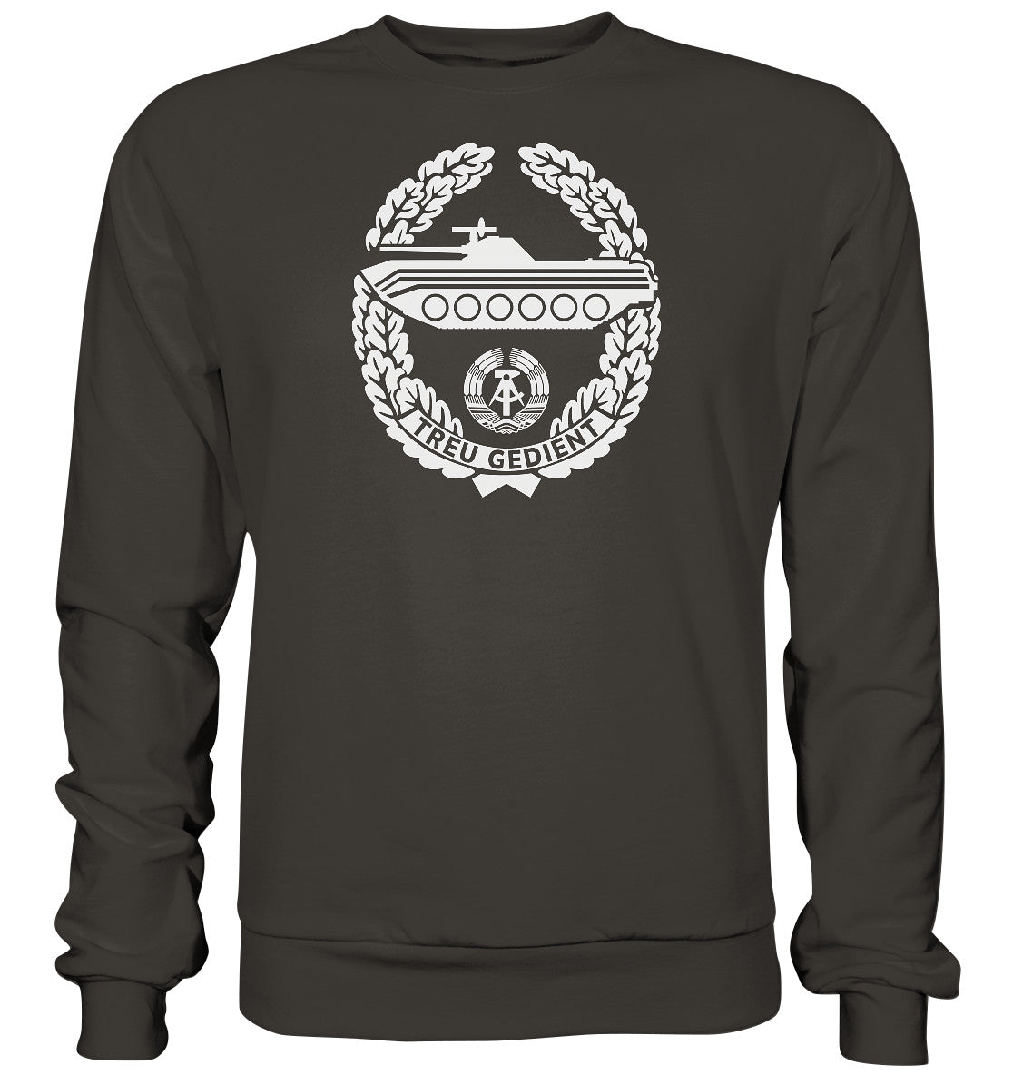 DDR Ostalgie Pullover Unisex • NVA-ORDEN - TREU GEDIENT - MOT. SCHÜTZENTRUPPEN -