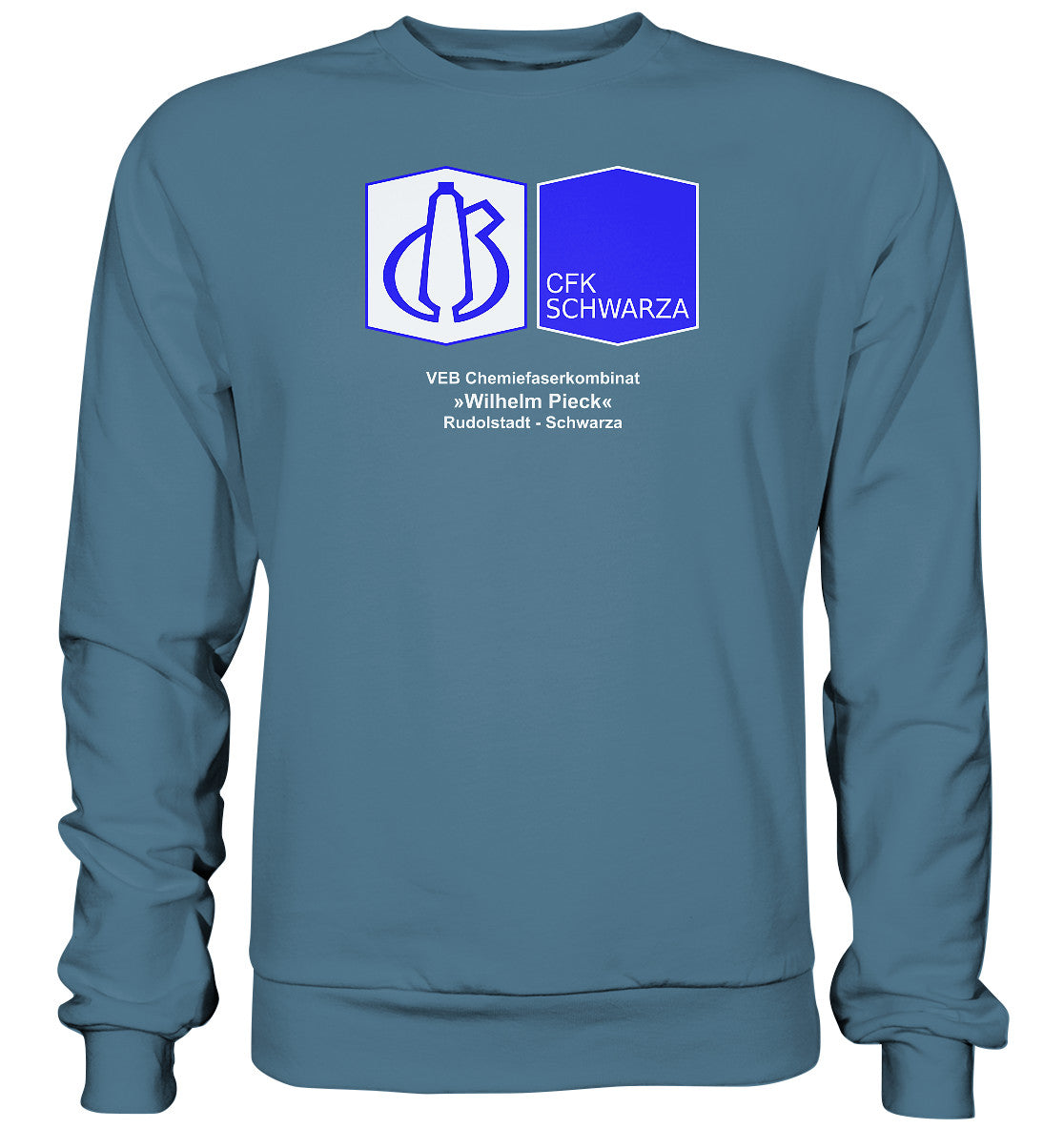 DDR Ostalgie Pullover Unisex • VEB CHEMIEFASERKOMBINAT RUDOLSTADT-SCHWARZA