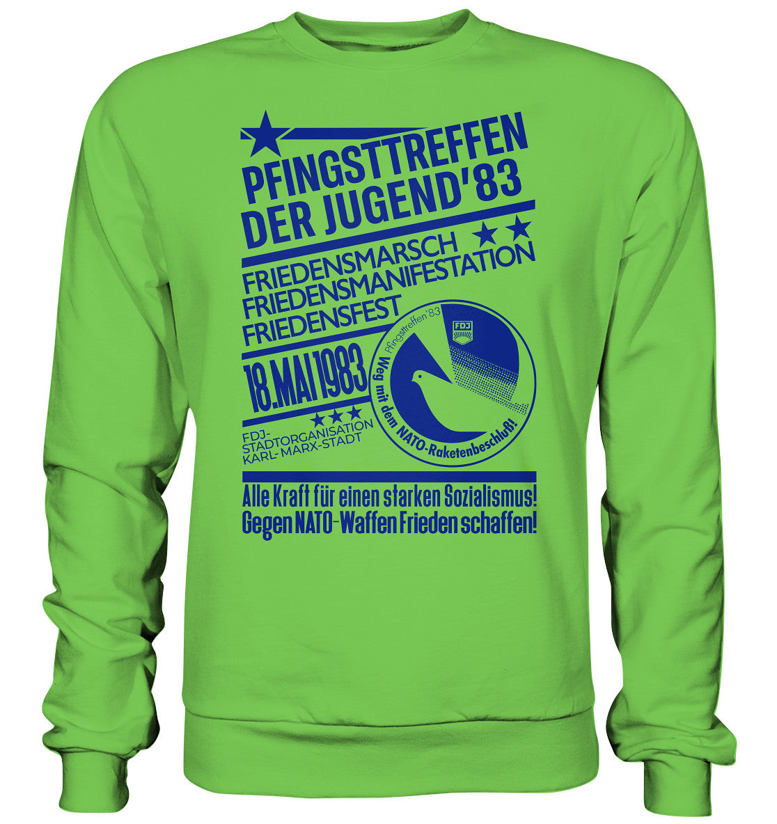 PULLOVER UNISEX • PFINGSTTREFFEN 1983 - GEGEN NATO-WAFFEN - ORIGINAL ILLUSTRATION