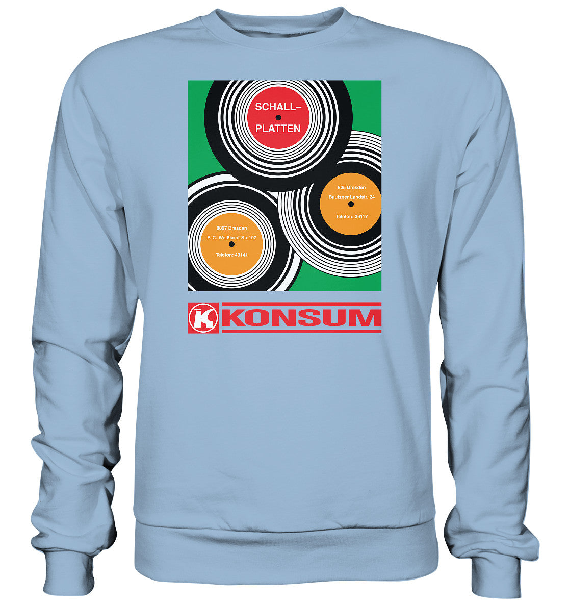 DDR Ostalgie Pullover Unisex • KONSUM SCHALLPLATTEN DRESDEN