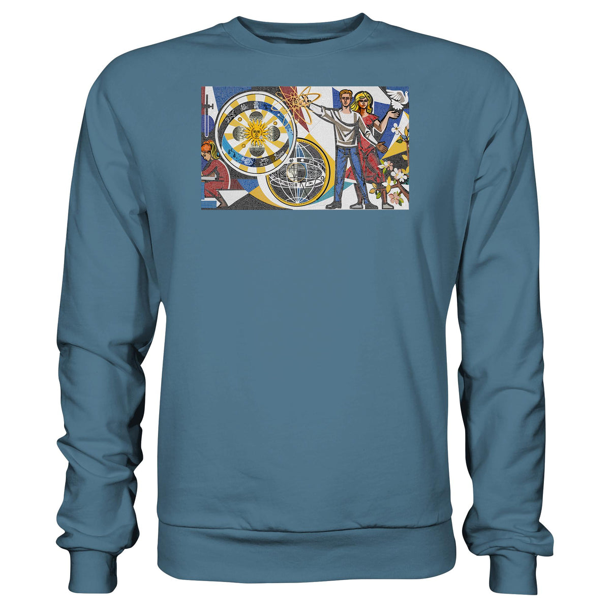 DDR Ostalgie Pullover Unisex • WALTER WOMACKA - JUNGES PAAR MIT FRIEDENSTAUBE (MOSAIK HAUS DES LEHRERS, 1964)