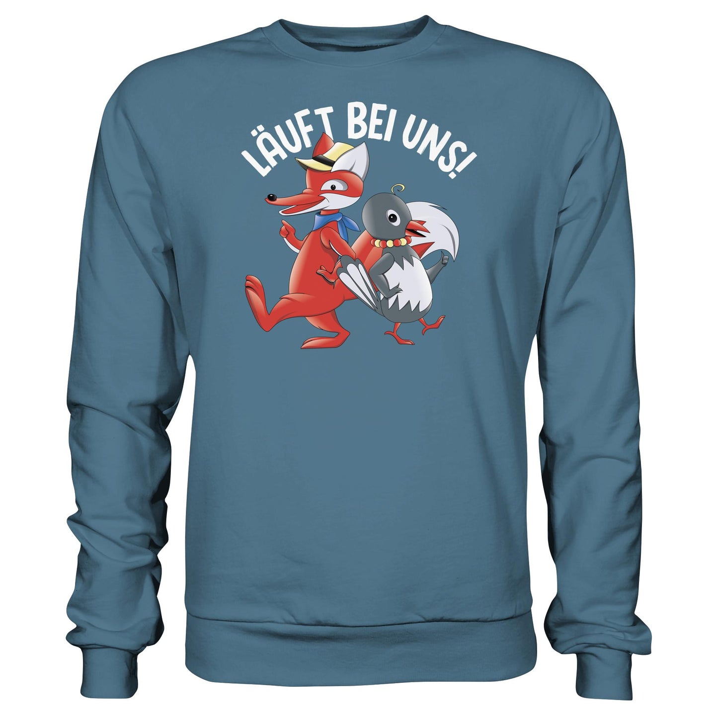 DDR Ostalgie Pullover Unisex • UNSER SANDMÄNNCHEN - HERR FUCHS & FRAU ELSTER, LÄUFT BEI UNS!