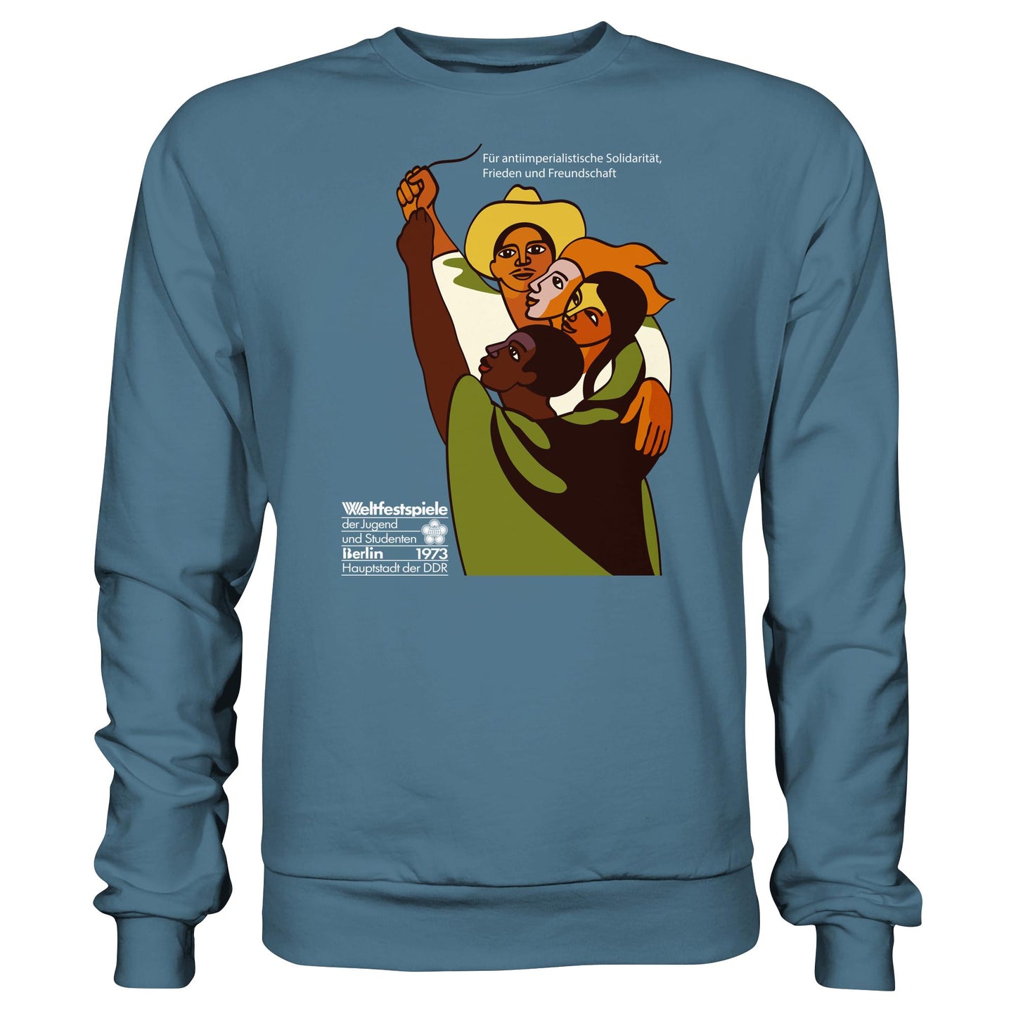 DDR Ostalgie Pullover Unisex • FÜR FRIEDEN UND FREUNDSCHAFT - ORIGINALPOSTER WELTFESTSPIELE BERLIN 1973