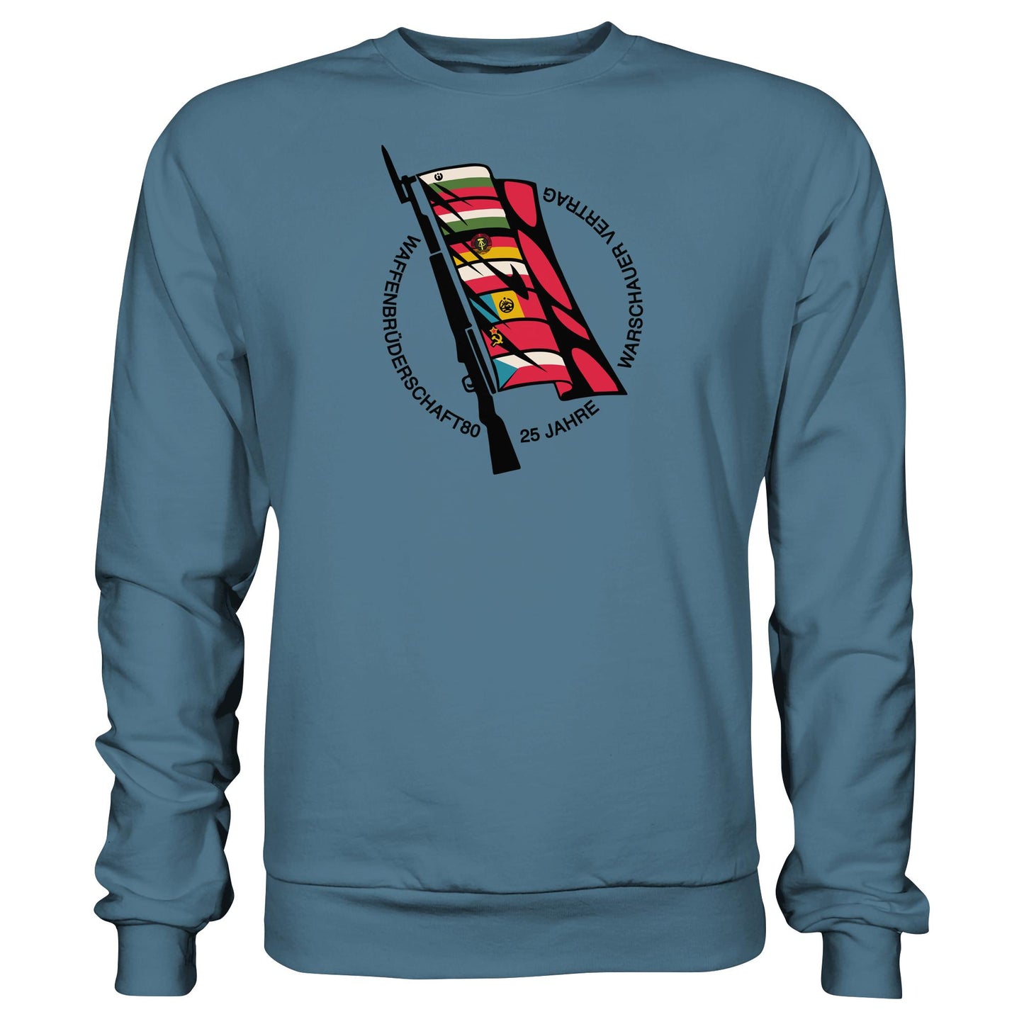 DDR Ostalgie Pullover Unisex • WAFFENBRÜDERSCHAFT80 - 25 JAHRE WARSCHAUER VERTRAG (NVA)