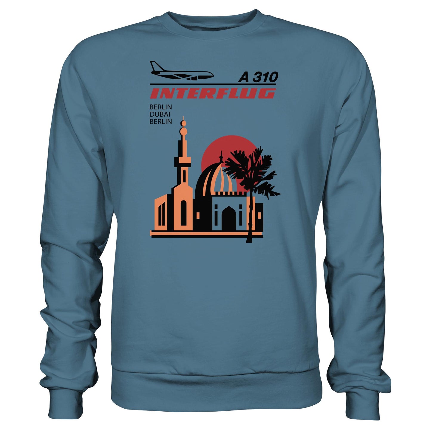 DDR Ostalgie Pullover Unisex • INTERFLUG BERLIN - DUBAI (ORIGINAL SONDERSTEMPEL)