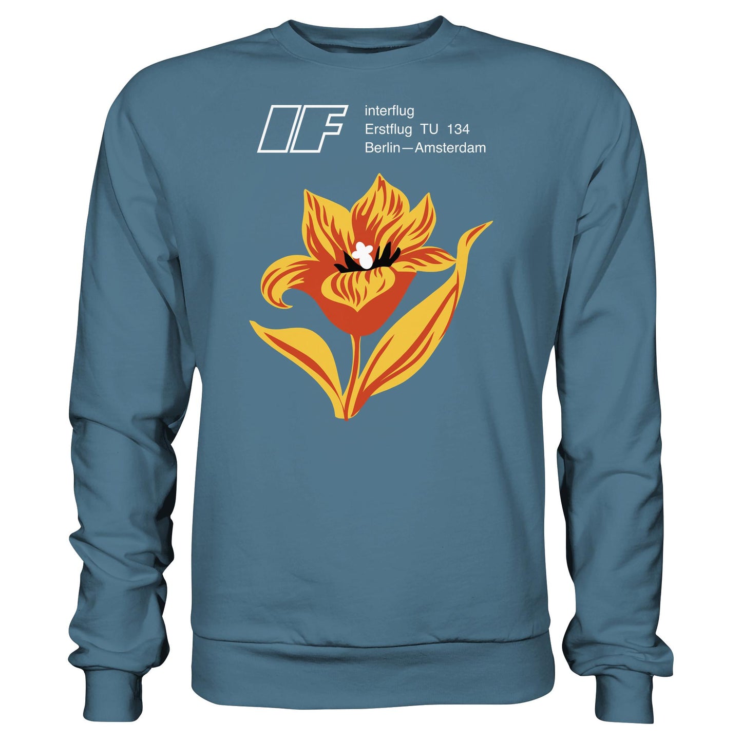 DDR Ostalgie Pullover Unisex • INTERFLUG BERLIN - AMSTERDAM (ORIGINAL SONDERSTEMPEL)