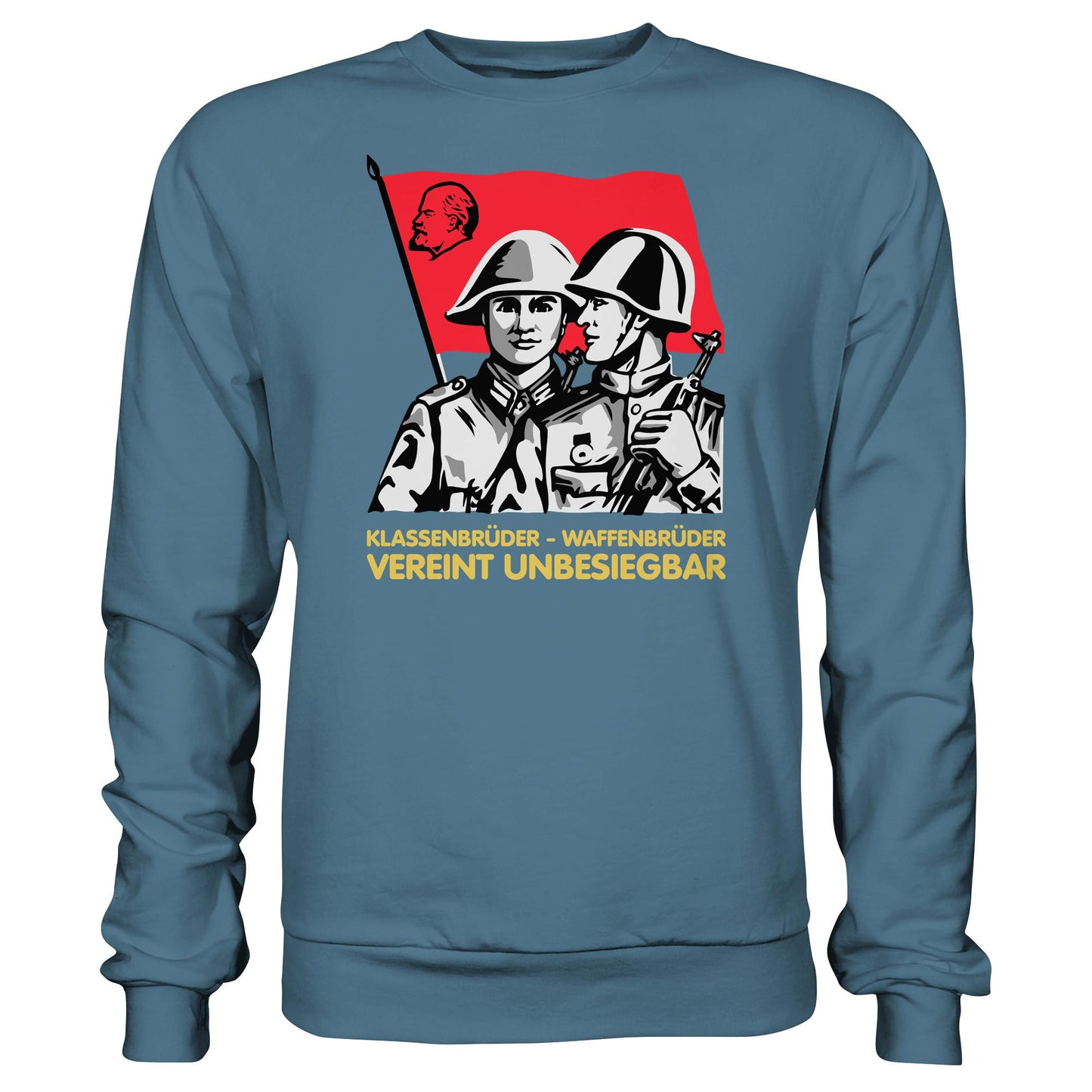 DDR Ostalgie Pullover Unisex • KLASSENBRÜDER WAFFENBRÜDER - VEREINT UNBESIEGBAR (NVA)