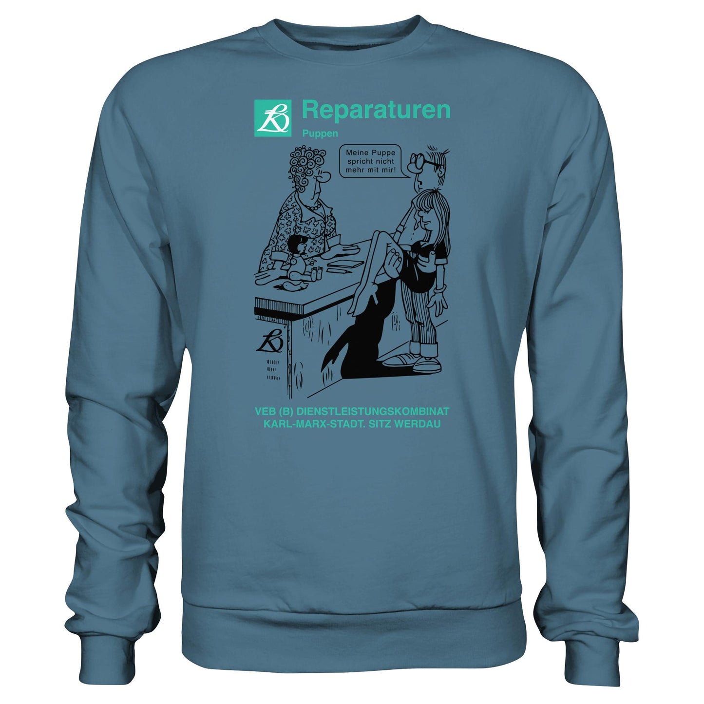 DDR Ostalgie Pullover Unisex • VEB REPARATUREN, PUPPEN, WERDAU - KARL-MARX-STADT (ORIGINAL POSTER)