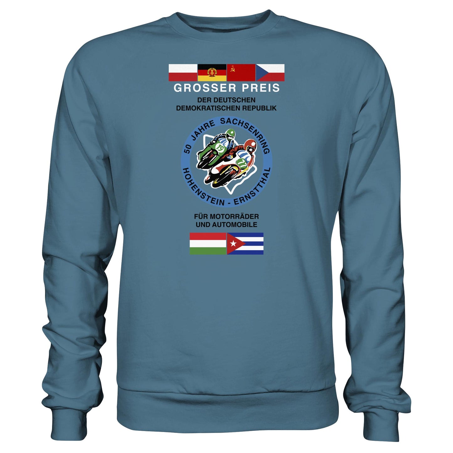 DDR Ostalgie Pullover Unisex • 50 JAHRE SACHSENRING - GROSSER PREIS DER DDR 1977