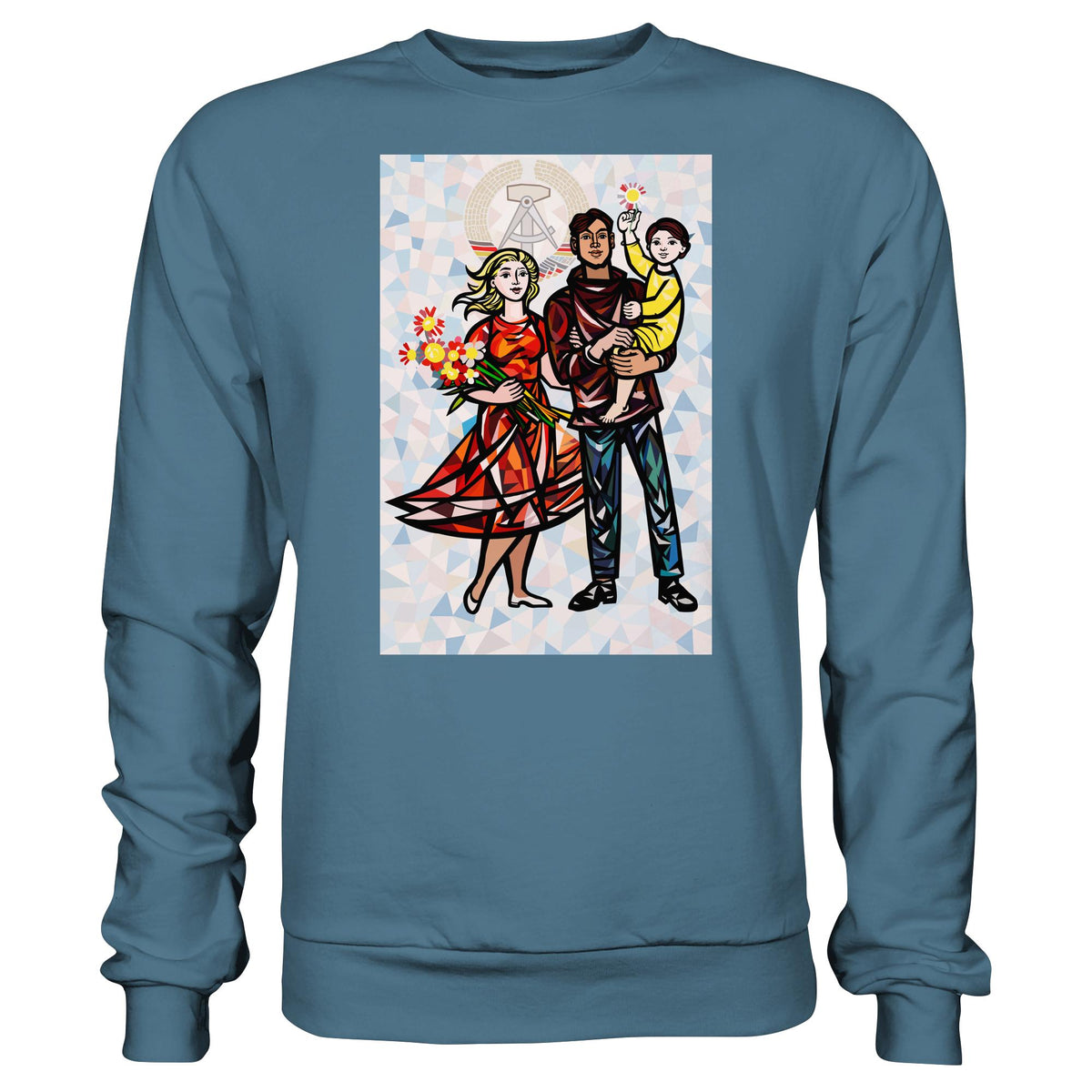 DDR Ostalgie Pullover Unisex • WALTER WOMACKA - UNSERE FAMILIE mit Hintergrund (STAATSRATSGEBÄUDE, Aus der Geschichte der Deutschen Arbeiterbewegung, 1964)