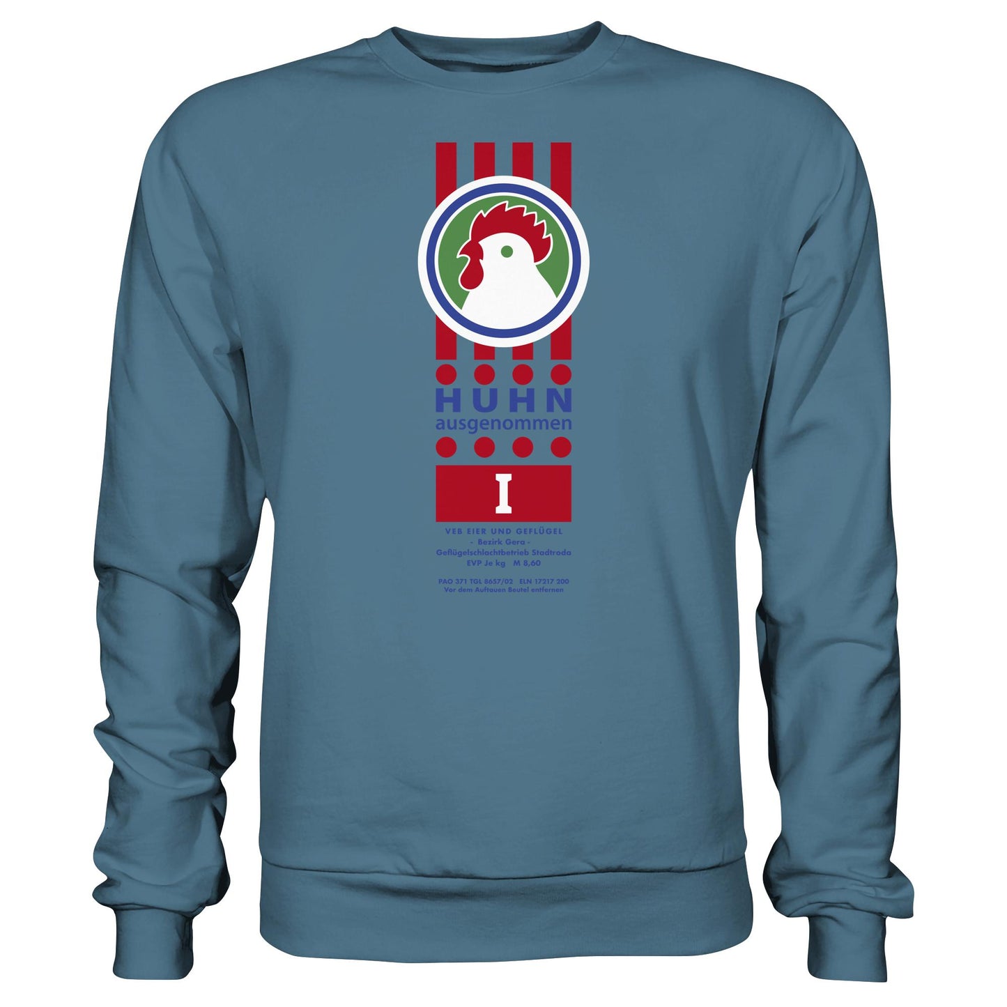 DDR Ostalgie Pullover Unisex • HUHN AUSGENOMMEN - VEB EIER UND GEFLÜGEL GERA