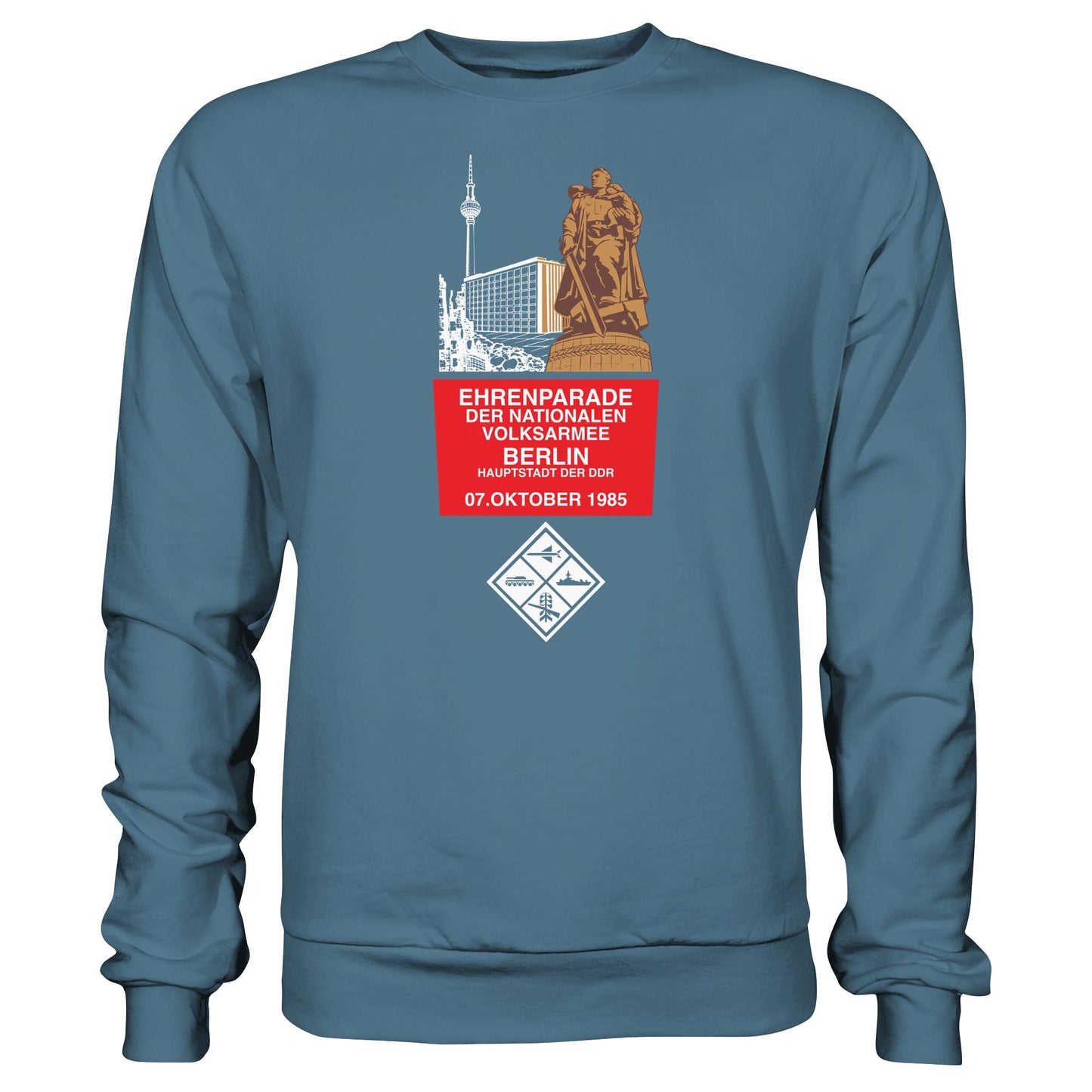 DDR Ostalgie Pullover Unisex • EHRENPARADE DER NVA, 1985 BERLIN (ORIGINALWIMPEL)