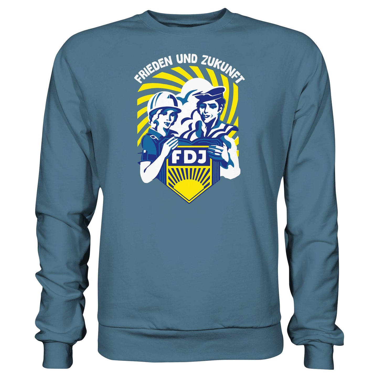 DDR Ostalgie Pullover Unisex • FDJ - FRIEDEN UND ZUKUNFT (ORIGINAL WIMPEL)