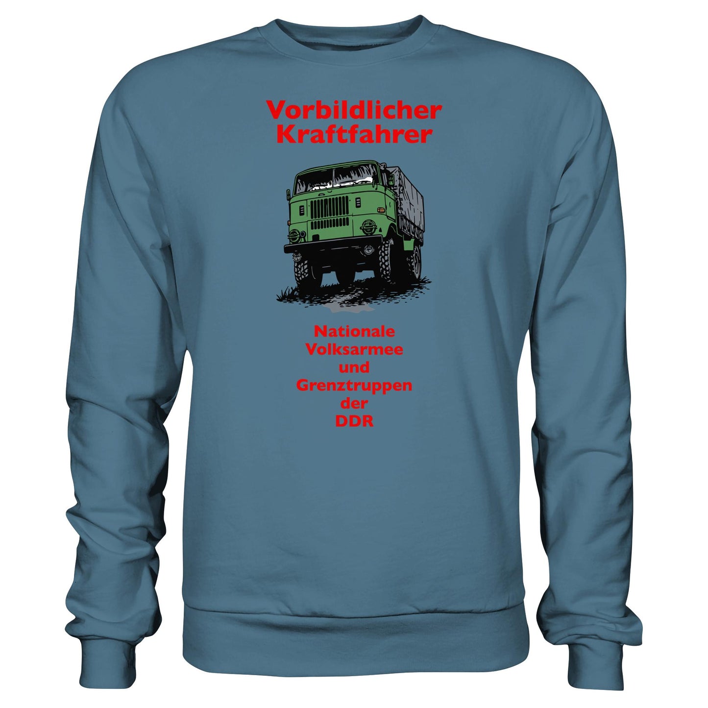 DDR Ostalgie Pullover Unisex • VORBILDLICHER KRAFTFAHRER, NVA (ORIGINAL WIMPELMOTIV)