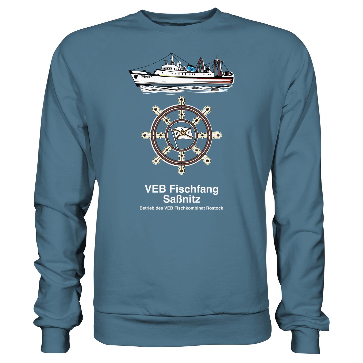 DDR Ostalgie Pullover Unisex • VEB FISCHFANG SASSNITZ