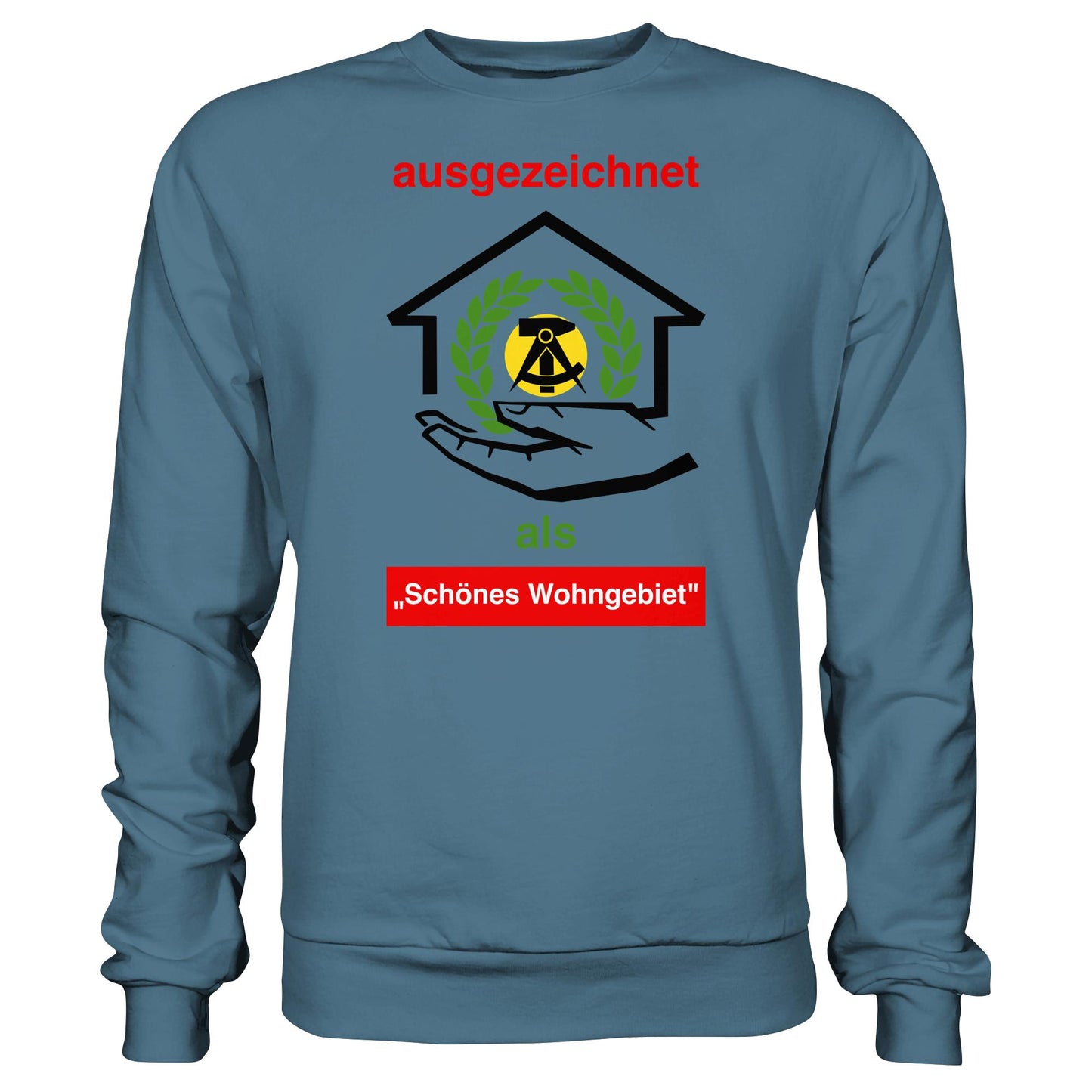 DDR Ostalgie Pullover Unisex • AUSZEICHNUNG SCHÖNES WOHNGEBIET (ORIGINAL SCHILD)