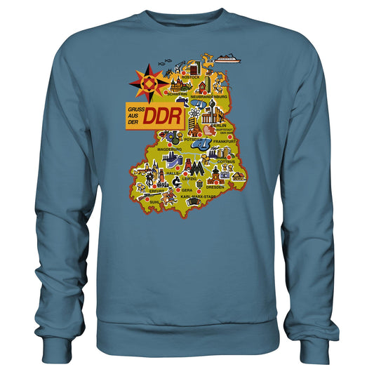 DDR Ostalgie Pullover Unisex • GRUSS AUS DER DDR (ORIGINAL POSTKARTE)