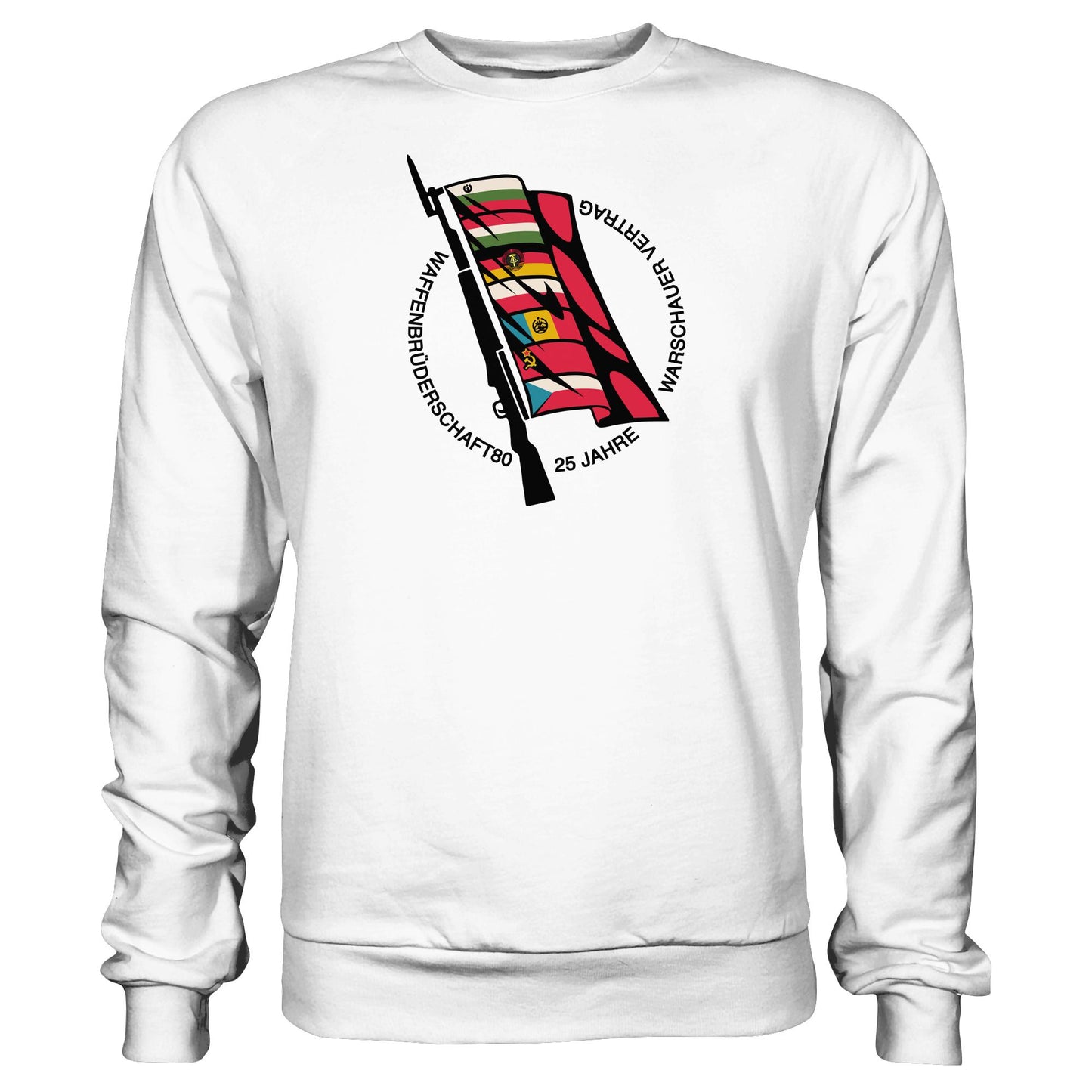 DDR Ostalgie Pullover Unisex • WAFFENBRÜDERSCHAFT80 - 25 JAHRE WARSCHAUER VERTRAG (NVA)