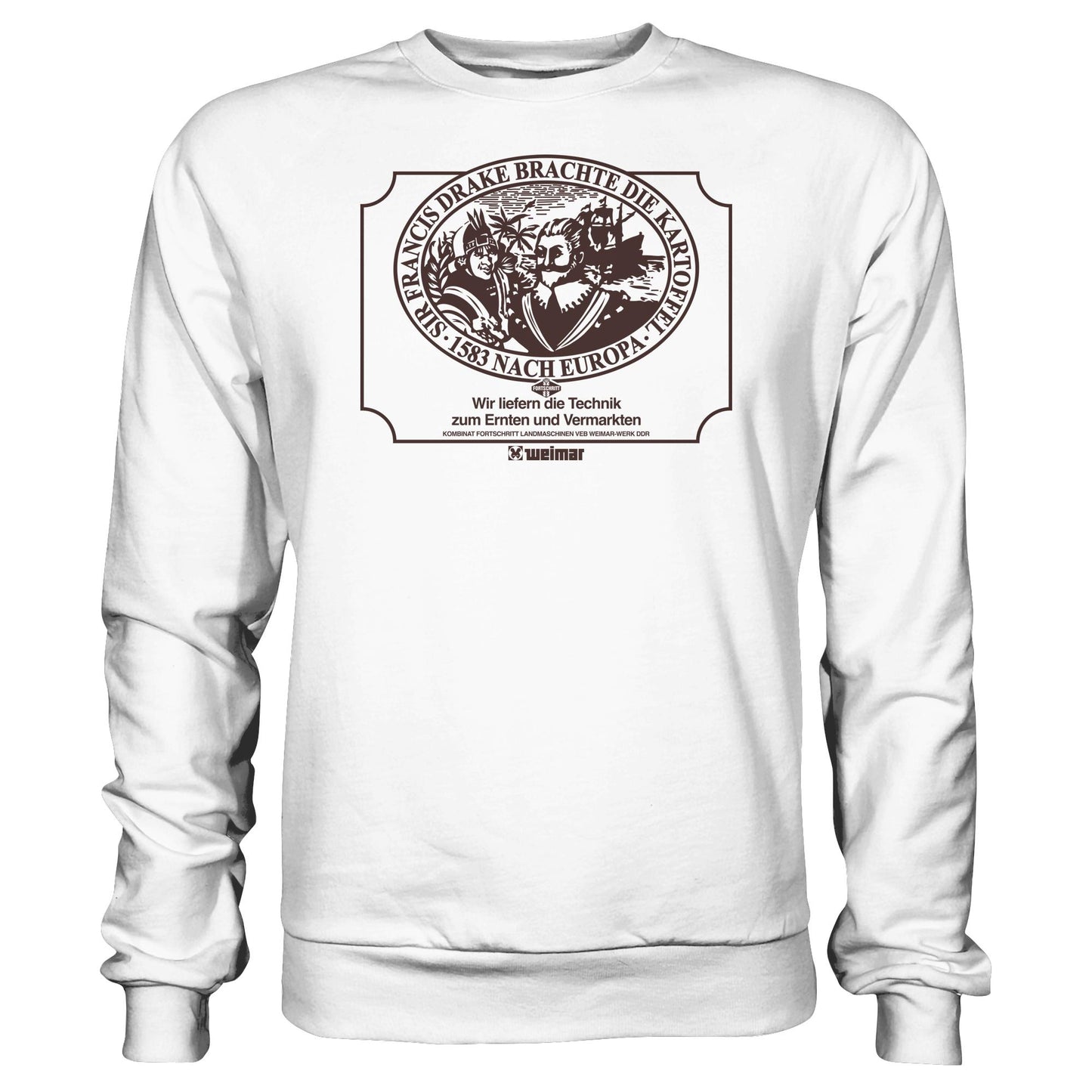 DDR Ostalgie Pullover Unisex • FRANCIS DRAKE BRACHTE DIE KARTOFFEL - KOMBINAT FORTSCHRITT WEIMAR