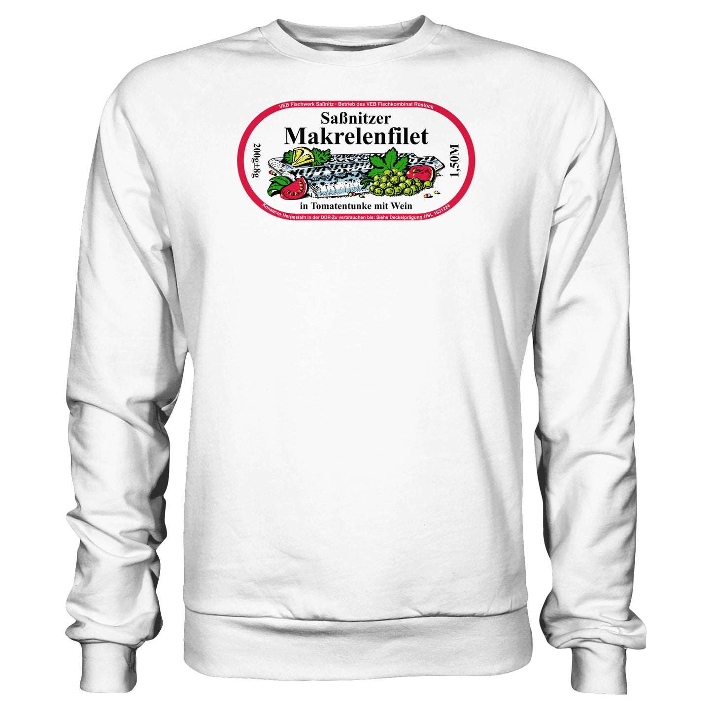 DDR Ostalgie Pullover Unisex • SASSNITZER MAKRELENFILET - VEB FISCHWERK