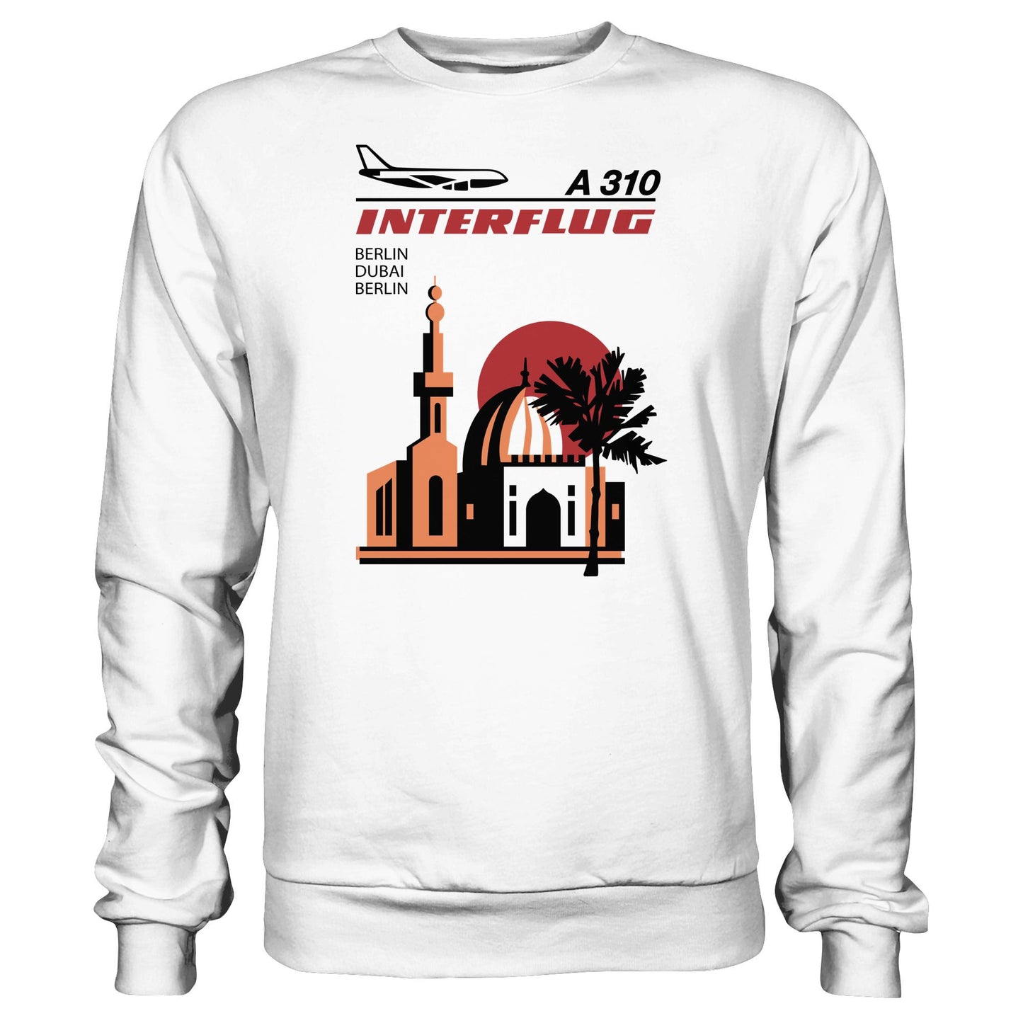 DDR Ostalgie Pullover Unisex • INTERFLUG BERLIN - DUBAI (ORIGINAL SONDERSTEMPEL)