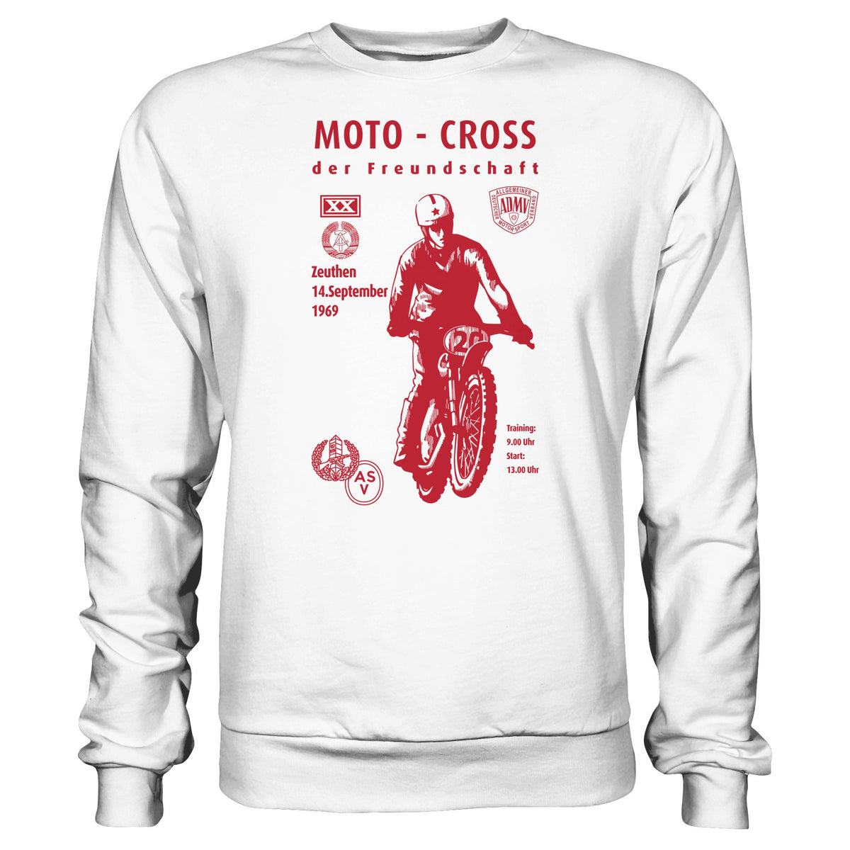 DDR Ostalgie Pullover Unisex • ASV MOTO-CROSS DER FREUNDSCHAFT, ZEUTHEN 1969