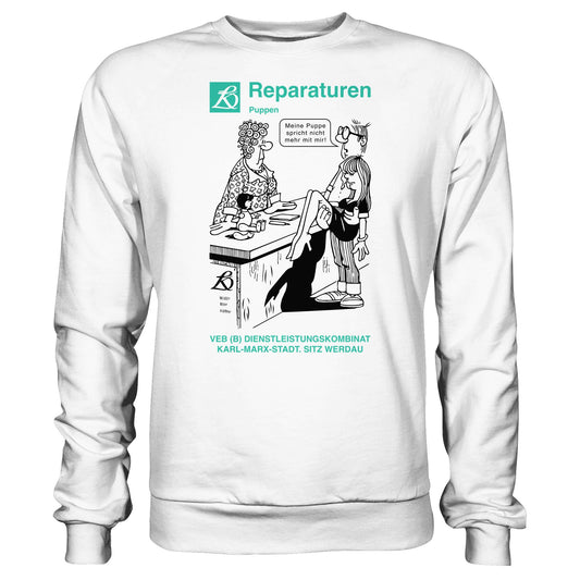 DDR Ostalgie Pullover Unisex • VEB REPARATUREN, PUPPEN, WERDAU - KARL-MARX-STADT (ORIGINAL POSTER)