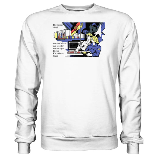 DDR Ostalgie Pullover Unisex • MESSE DER MEISTER VON MORGEN, KARL-MARX-STADT (ORIGINAL BRIEFMARKE)