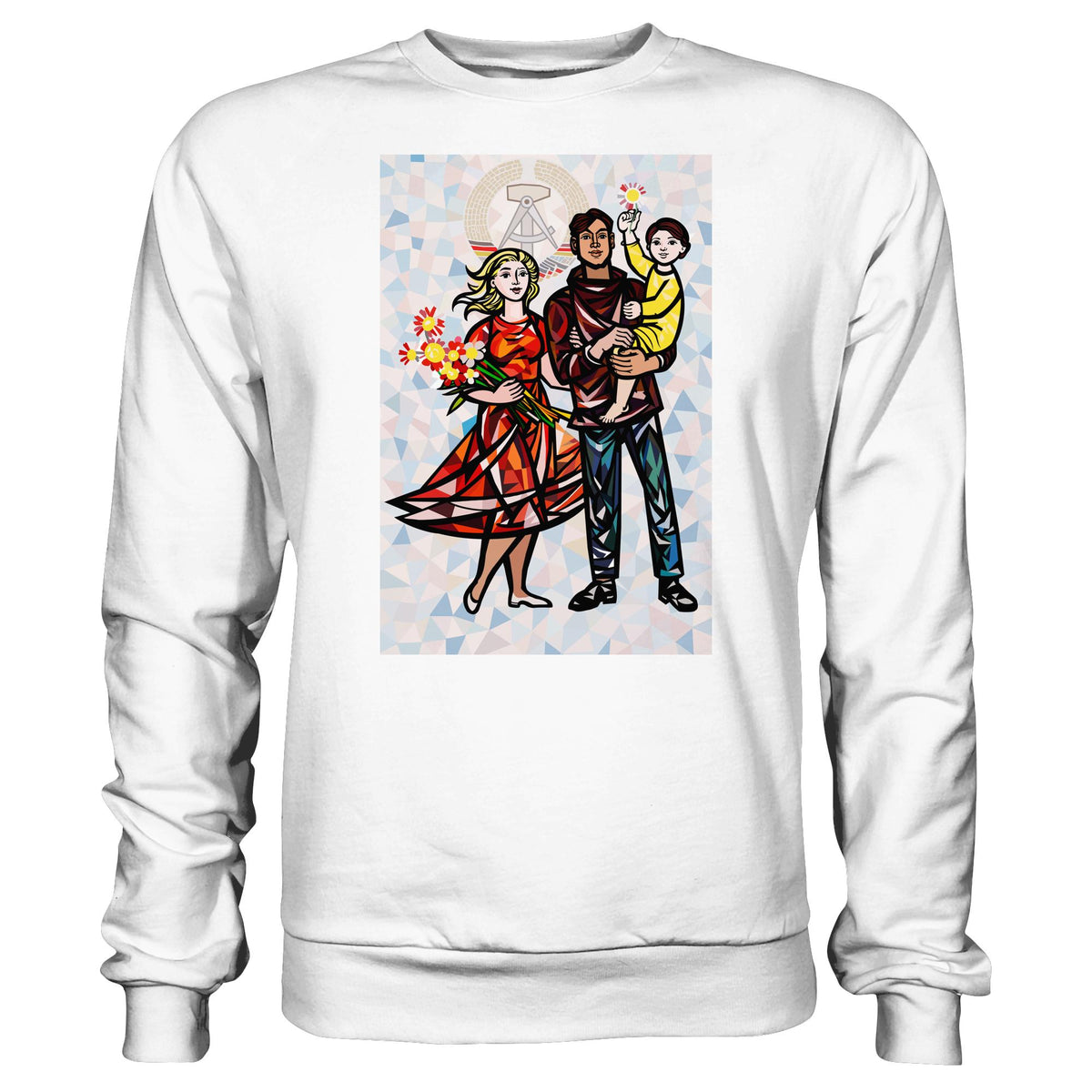 DDR Ostalgie Pullover Unisex • WALTER WOMACKA - UNSERE FAMILIE mit Hintergrund (STAATSRATSGEBÄUDE, Aus der Geschichte der Deutschen Arbeiterbewegung, 1964)