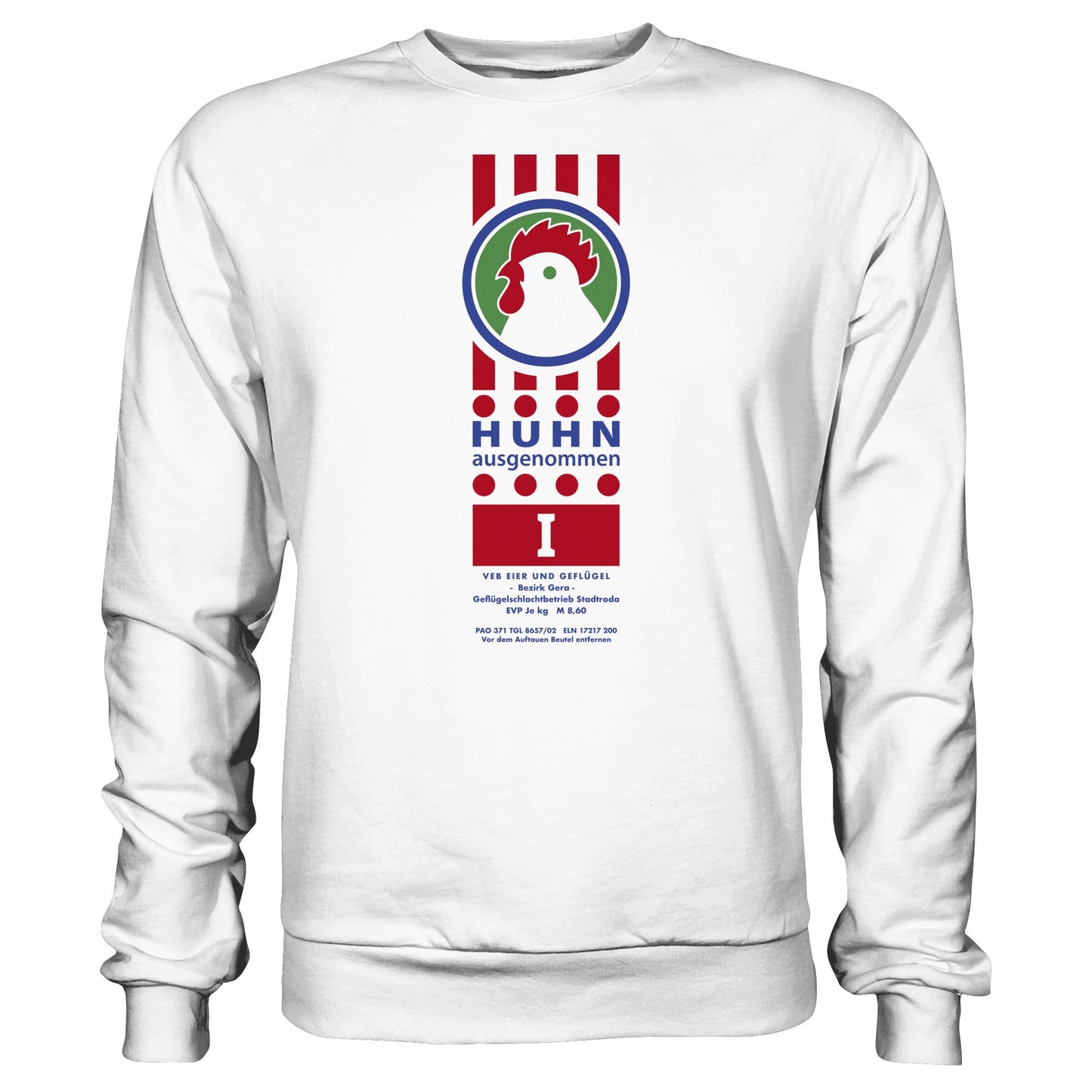 DDR Ostalgie Pullover Unisex • HUHN AUSGENOMMEN - VEB EIER UND GEFLÜGEL GERA