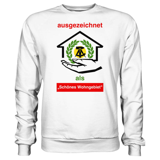DDR Ostalgie Pullover Unisex • AUSZEICHNUNG SCHÖNES WOHNGEBIET (ORIGINAL SCHILD)