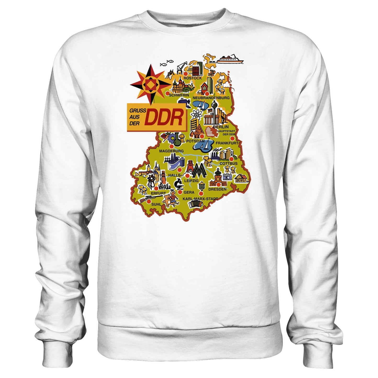 DDR Ostalgie Pullover Unisex • GRUSS AUS DER DDR (ORIGINAL POSTKARTE)