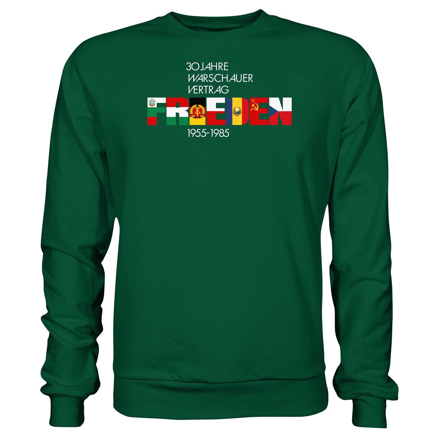 DDR Ostalgie Pullover Unisex • FRIEDEN - 30 JAHRE WARSCHAUER VERTRAG (DDR-BRIEFMARKE)