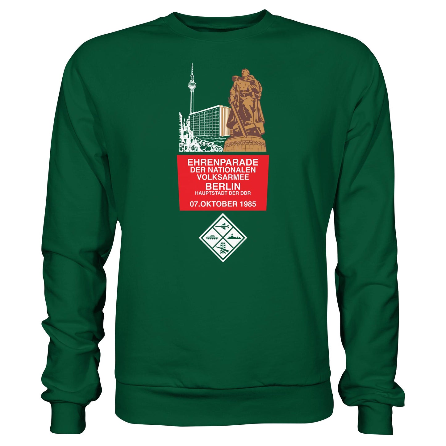 DDR Ostalgie Pullover Unisex • EHRENPARADE DER NVA, 1985 BERLIN (ORIGINALWIMPEL)
