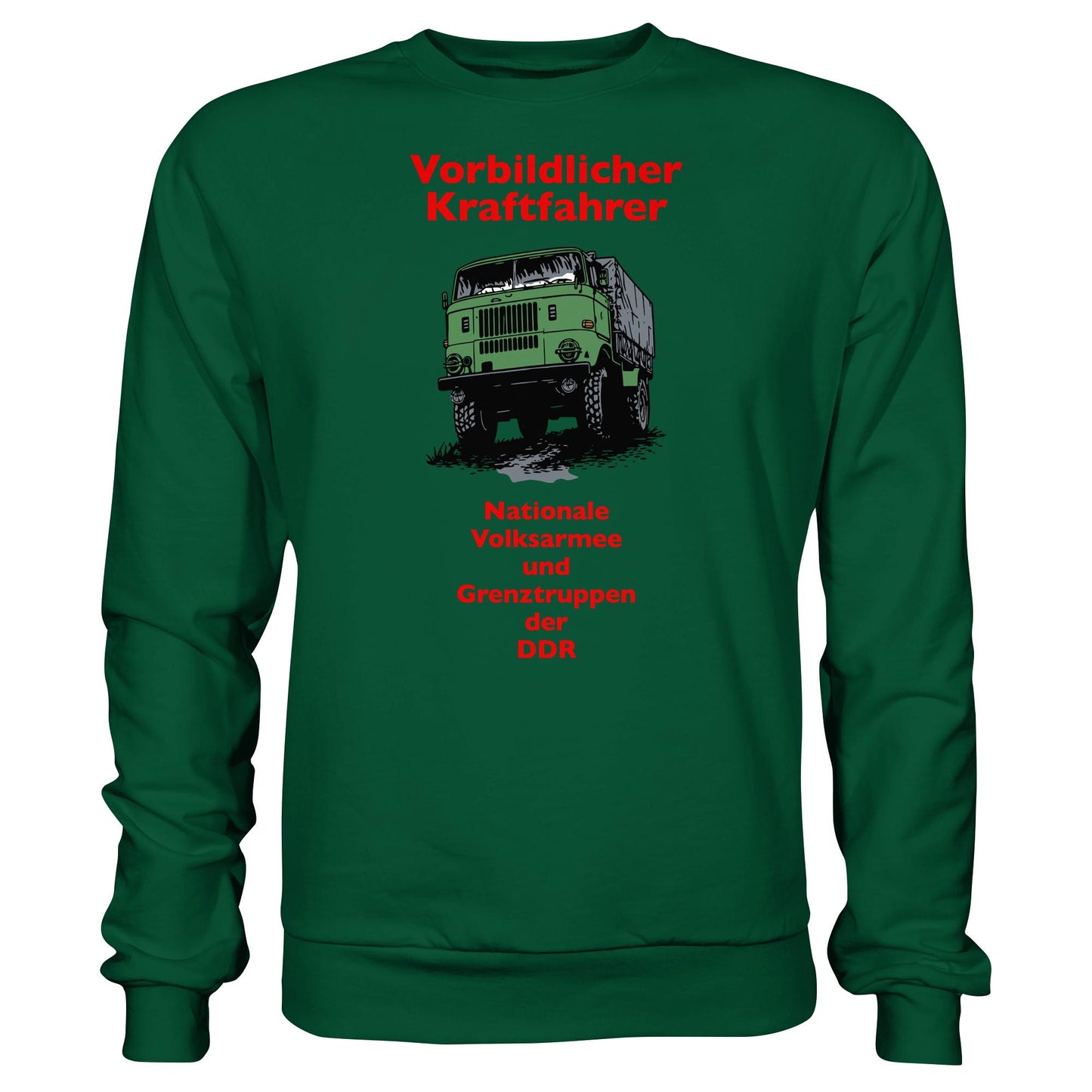 DDR Ostalgie Pullover Unisex • VORBILDLICHER KRAFTFAHRER, NVA (ORIGINAL WIMPELMOTIV)