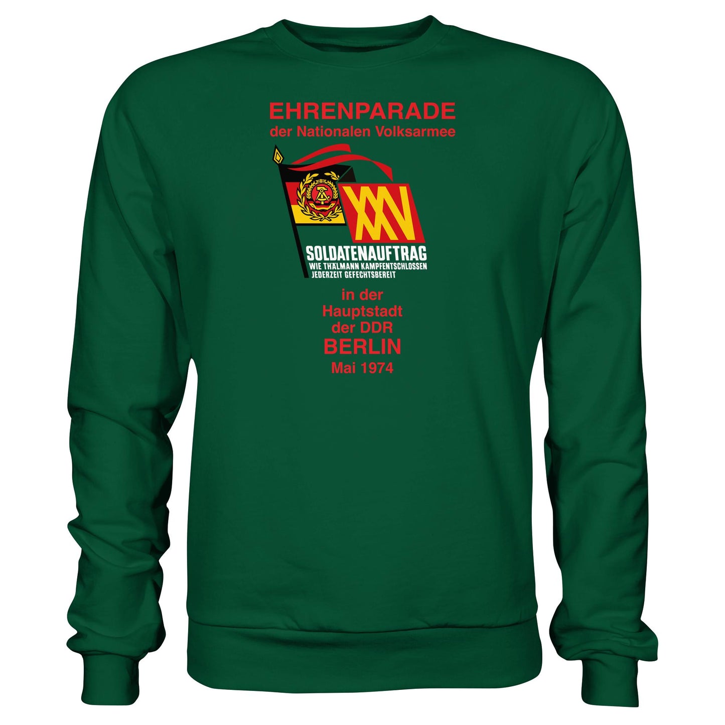 DDR Ostalgie Pullover Unisex • EHRENPARADE DER NVA, 1974 BERLIN (ORIGINALWIMPEL)