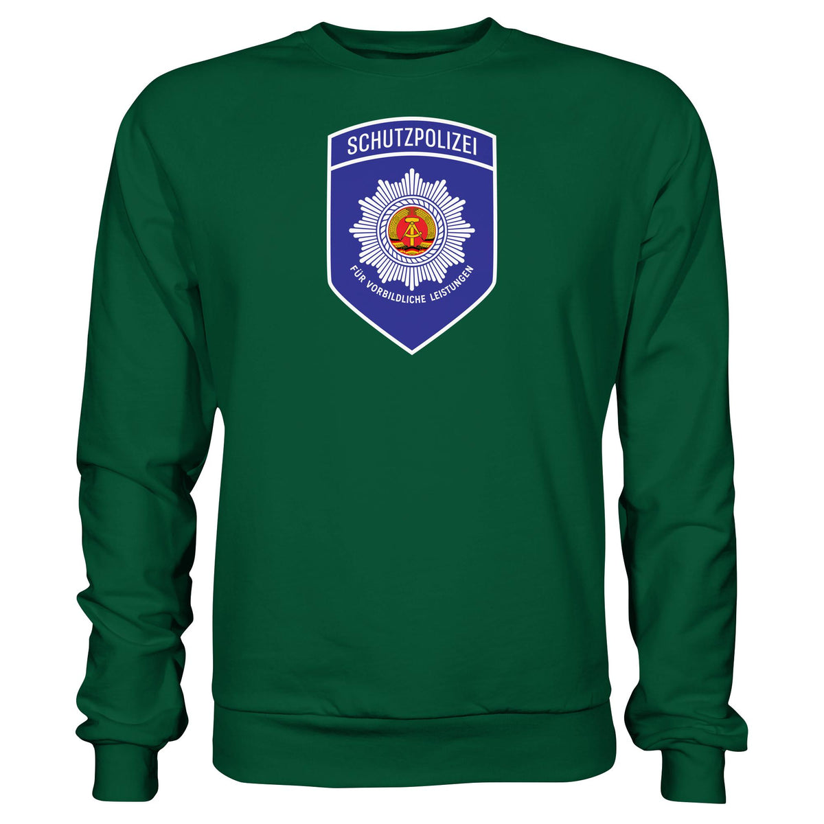 DDR Ostalgie Pullover Unisex • SCHUTZPOLIZEI - FÜR VORBILDLICHE LEISTUNGEN (ORIGINAL-AUFNÄHER)
