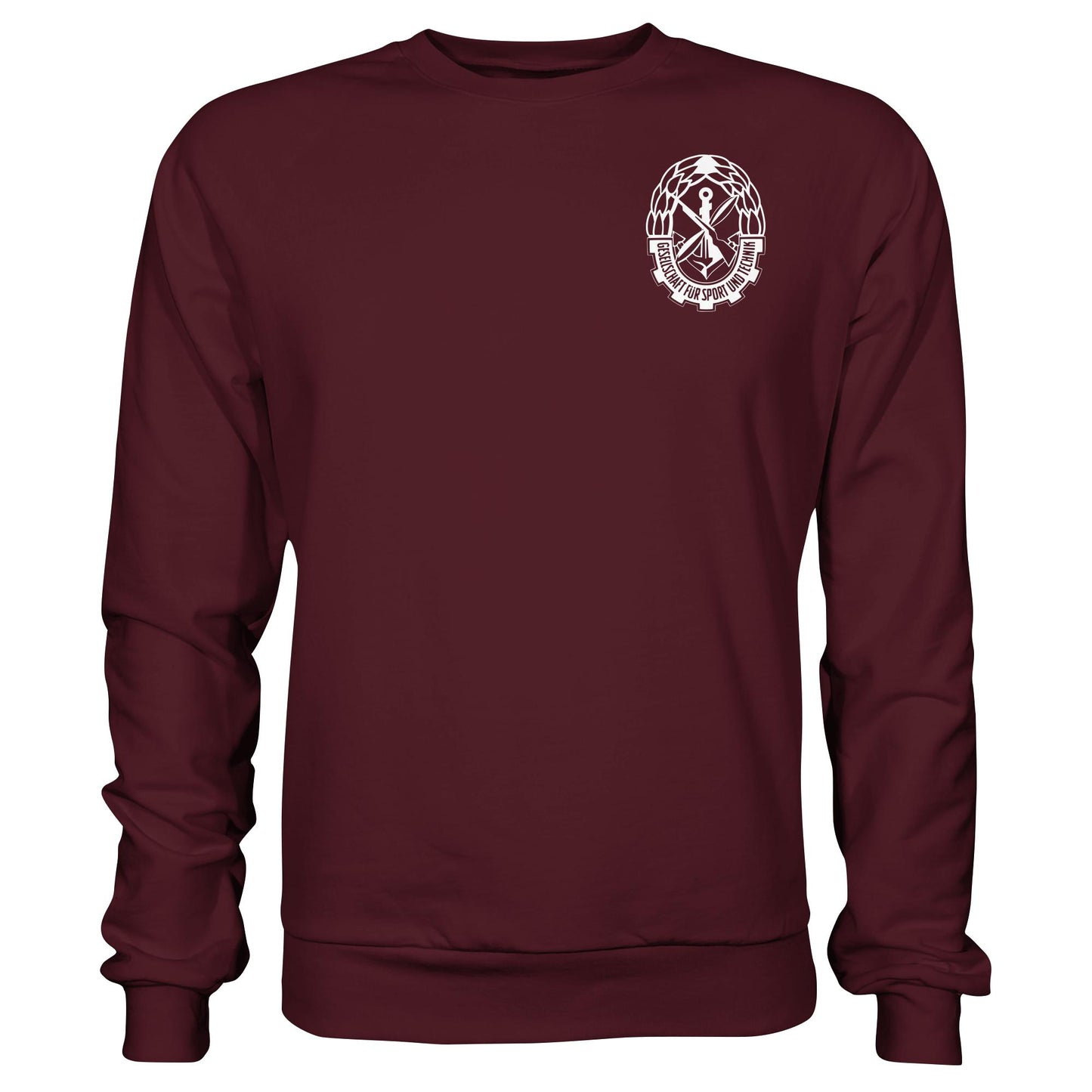 DDR Ostalgie Pullover Unisex • GST - GESELLSCHAFT FÜR SPORT UND TECHNIK (BRUST EMBLEM)