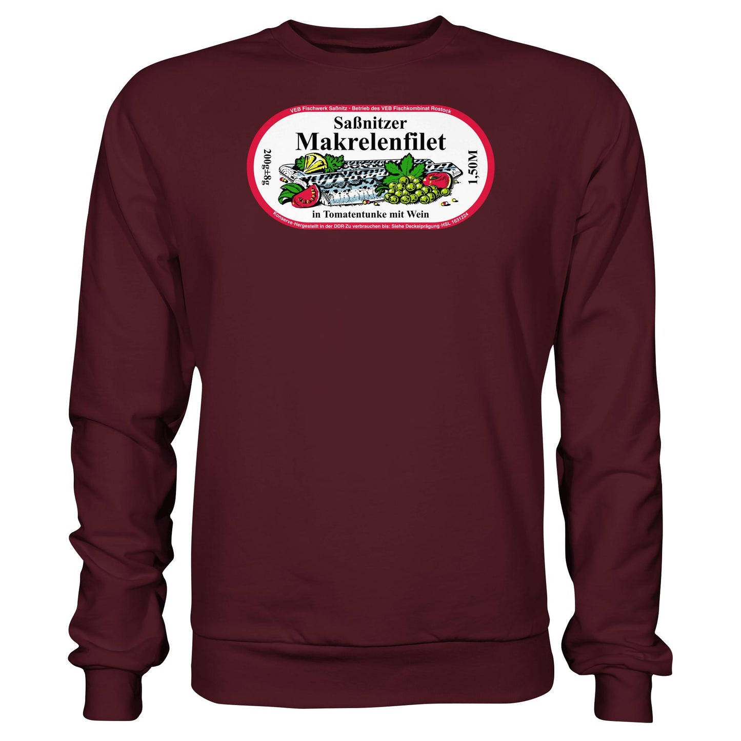 DDR Ostalgie Pullover Unisex • SASSNITZER MAKRELENFILET - VEB FISCHWERK