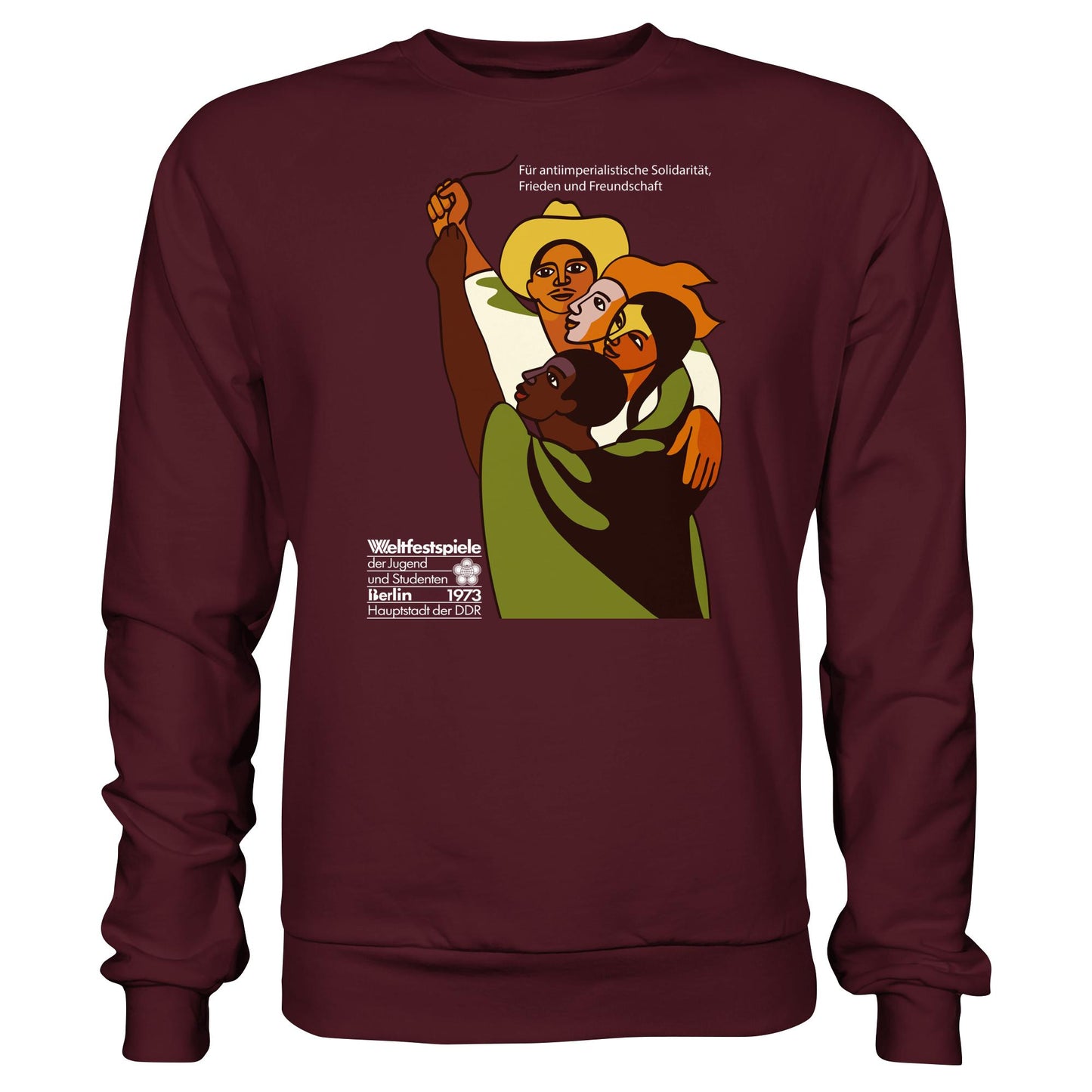DDR Ostalgie Pullover Unisex • FÜR FRIEDEN UND FREUNDSCHAFT - ORIGINALPOSTER WELTFESTSPIELE BERLIN 1973