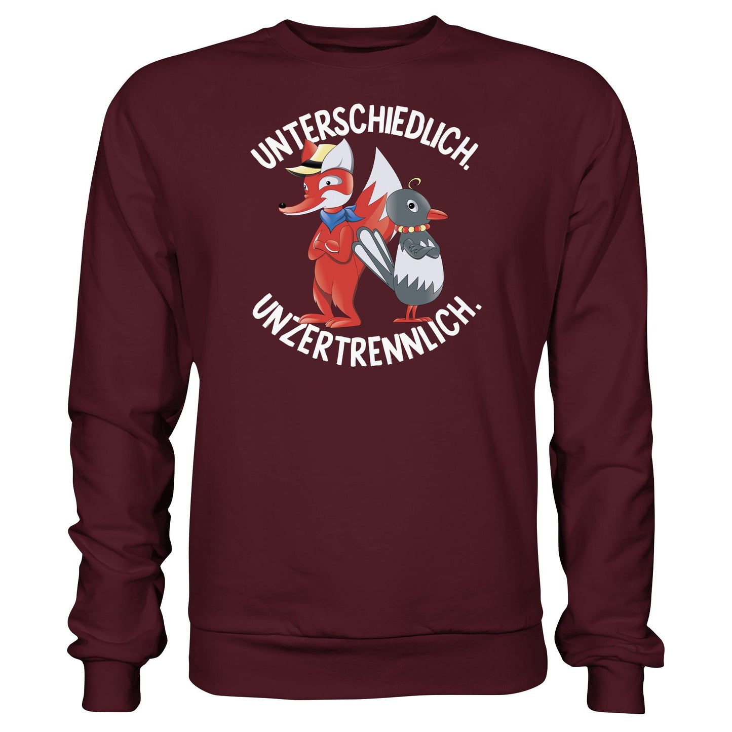 DDR Ostalgie Pullover Unisex • UNSER SANDMÄNNCHEN - HERR FUCHS & FRAU ELSTER, UNZERTRENNLICH