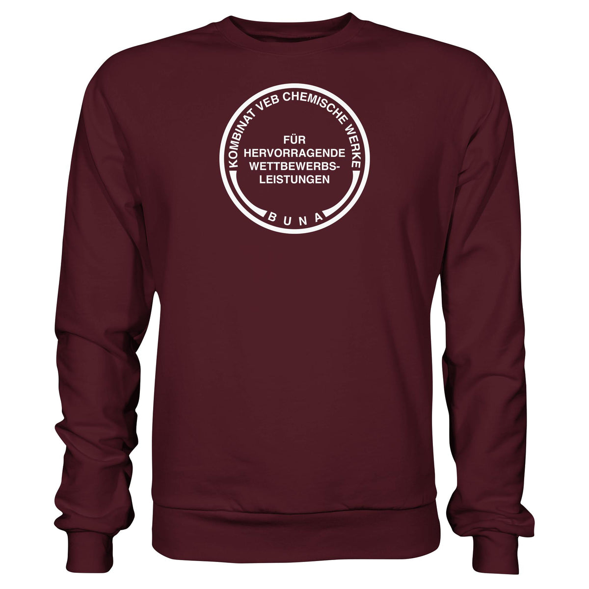 DDR Ostalgie Pullover Unisex • KOMBINAT BUNA - FÜR HERVORRAGENDE LEISTUNGEN (ORIGINAL-MÜNZE)