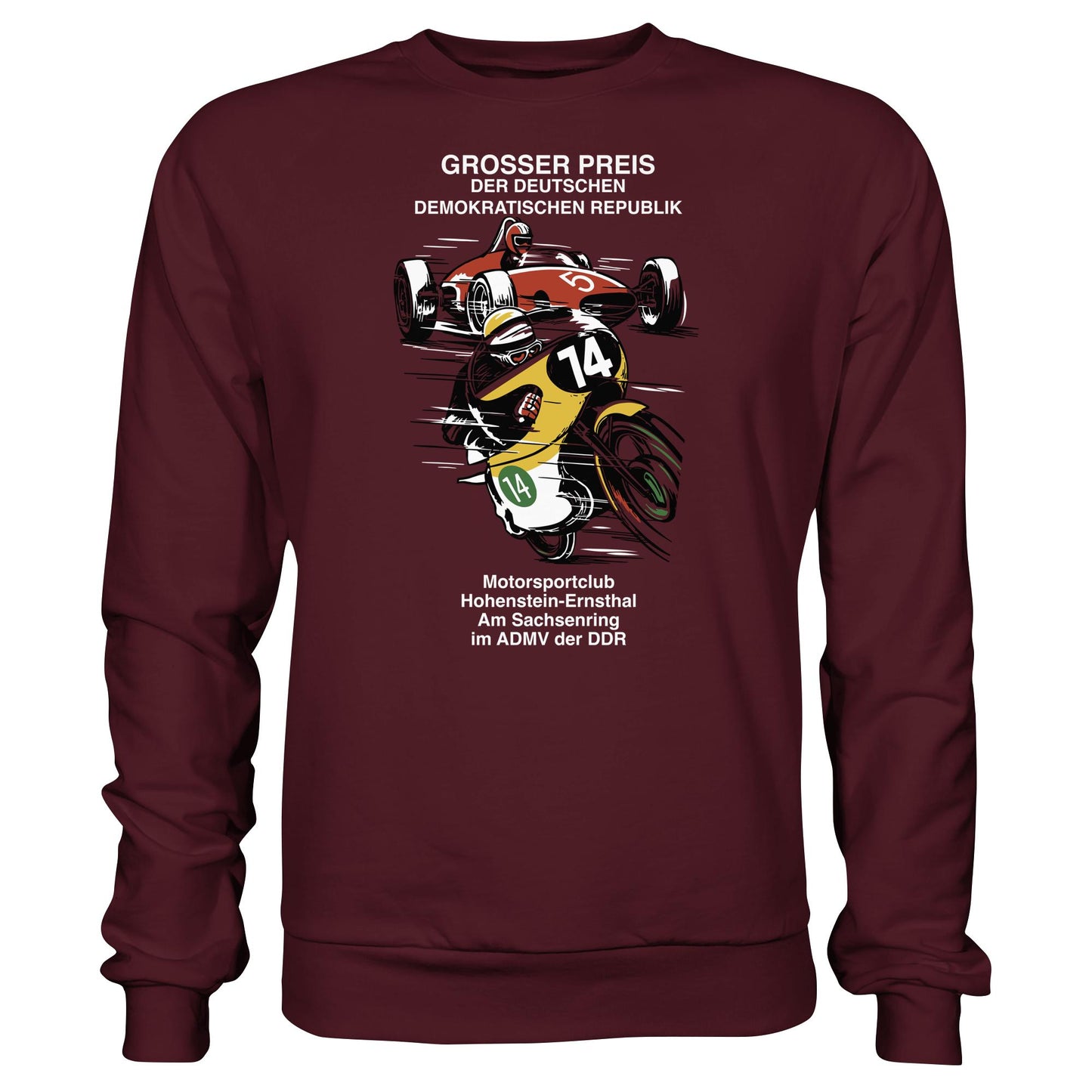 DDR Ostalgie Pullover Unisex • MOTORSPORT HOHENSTEIN-ERNSTHAL - GROSSER PREIS DER DDR